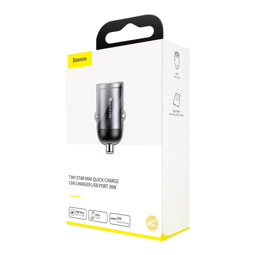 Auto punjač Baseus Star Mini, 30W, 3A, 1 x USB-A, Sivi VCHX-A0G