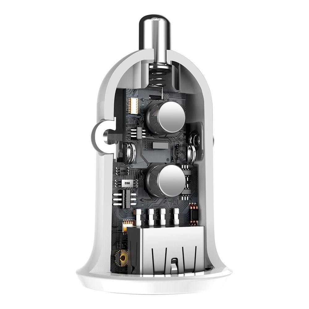 Auto punjač Baseus Grain Pro, 24W, 2.4A, 2 x USB-A, Bijeli CCALLP-02