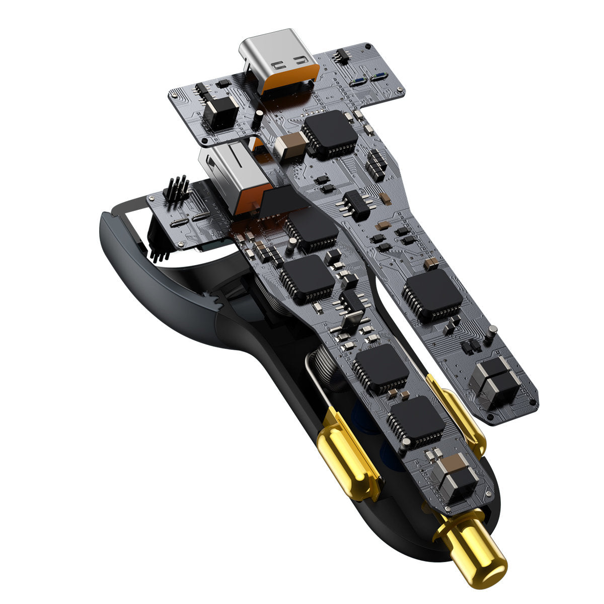 Auto punjač s USB-C kabelom Baseus Qualcomm, 160W, 3A, 1 x USB-A - 2 x USB-C, Sivi TZCCZM-0G