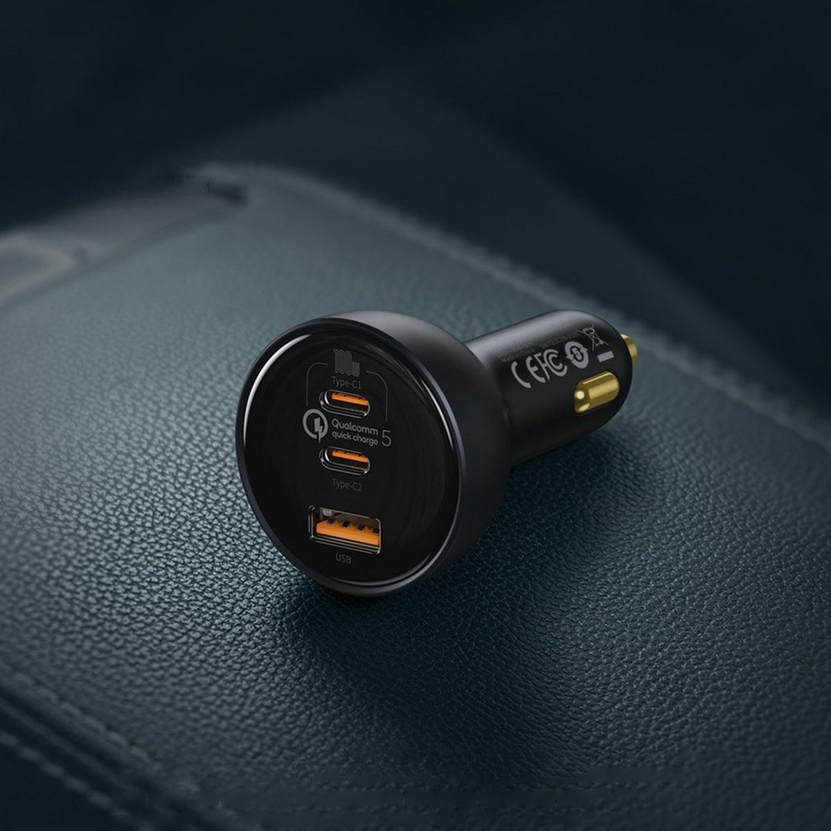 Auto punjač s USB-C kabelom Baseus Qualcomm, 160W, 3A, 1 x USB-A - 2 x USB-C, Sivi TZCCZM-0G