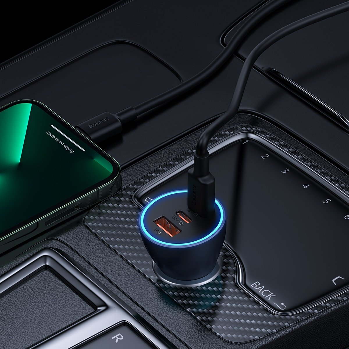 Auto punjač Baseus Golden Contactor Pro, 65W, 3A, 1 x USB-A - 2 x USB-C, Sivi CGJP010013