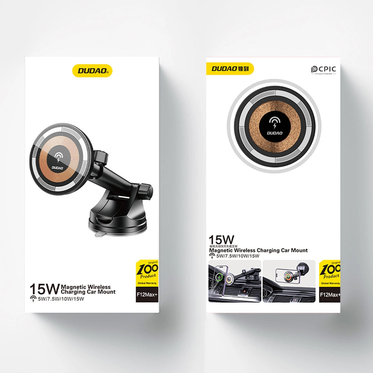 Bežični auto punjač Dudao F12MAX+, 15W, 1.67A, crni