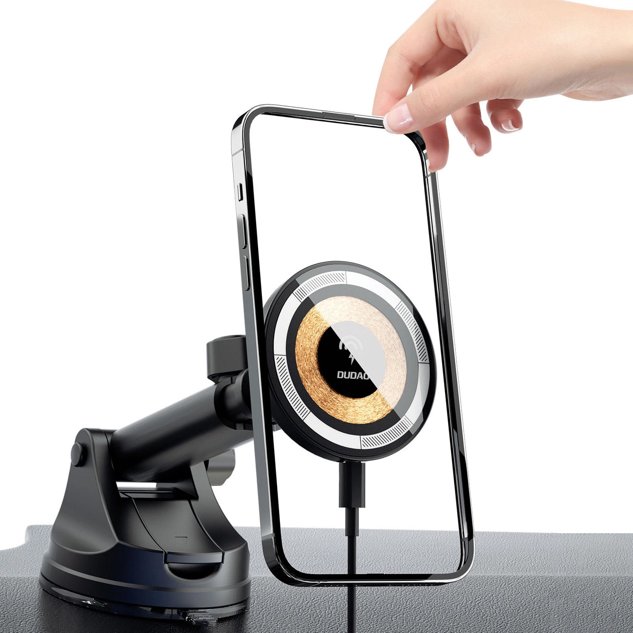 Bežični auto punjač Dudao F12MAX+, 15W, 1.67A, crni