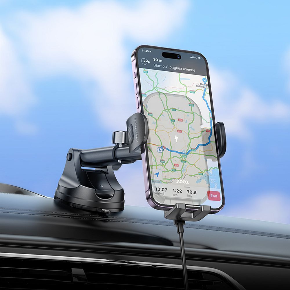 Auto punjač bez žica HOCO HW5, 15W, 1.67A, Crni