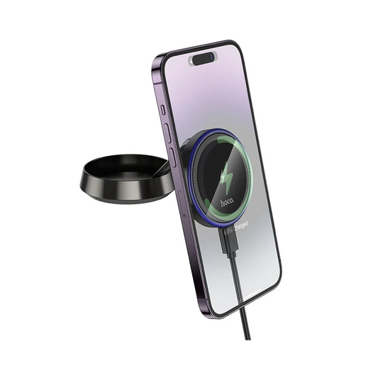 Bežični auto punjač HOCO HW33, 15W, 1.67A, Sivi