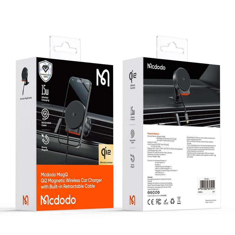 Auto punjač bez žice McDodo CH-0090, 15W, 1.67A, Crni