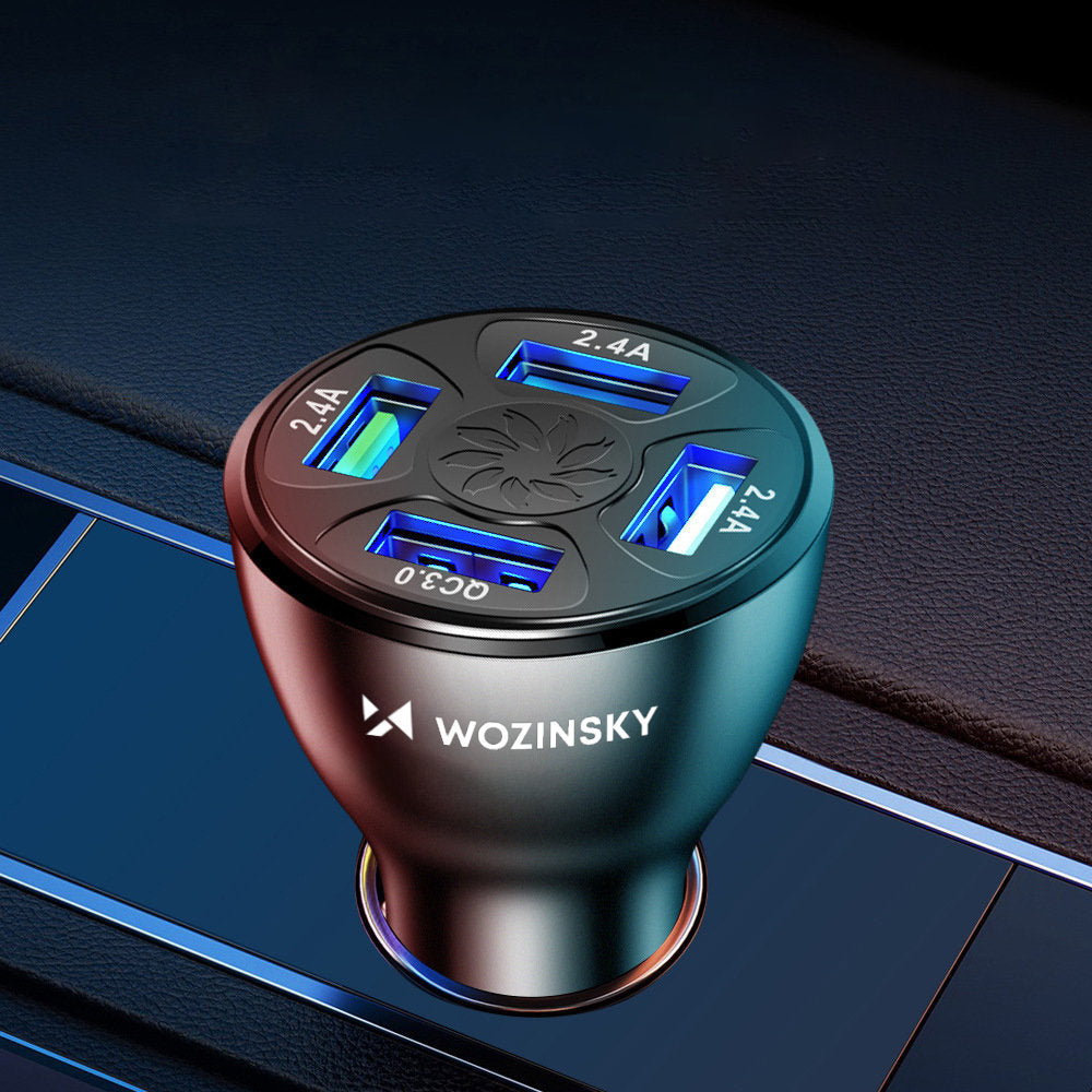 Auto punjač WZK WCCAW, 50W, 3A, 4 x USB-A, Bijeli