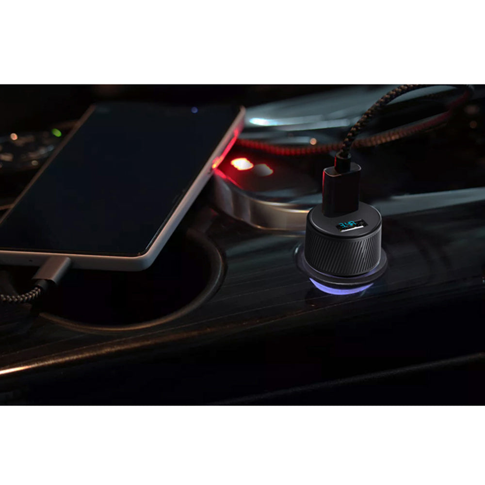 Auto punjač Yesido Y31 Display, 18W, 3A, 2 x USB-A, Crni
