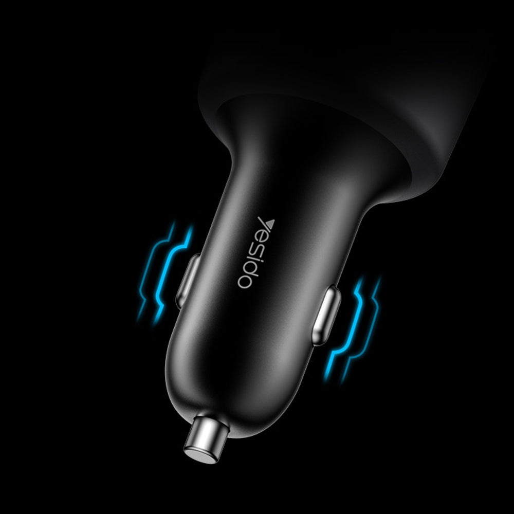 Auto punjač Yesido Y59, 200W, 5A, 1 x USB-A - 2 x USB-C, Crni