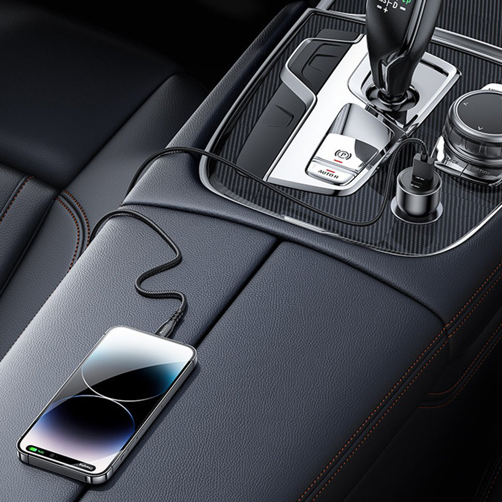 Auto punjač Yesido Y65, 100W, 5A, 1 x USB-A - 1 x USB-C, Crni