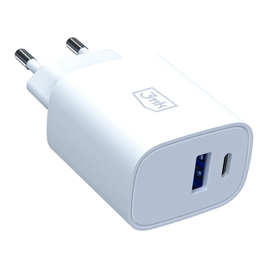 Punjač Mreže 3MK FlowPower, 30W, 1 x USB-A - 1 x USB-C, Bijeli