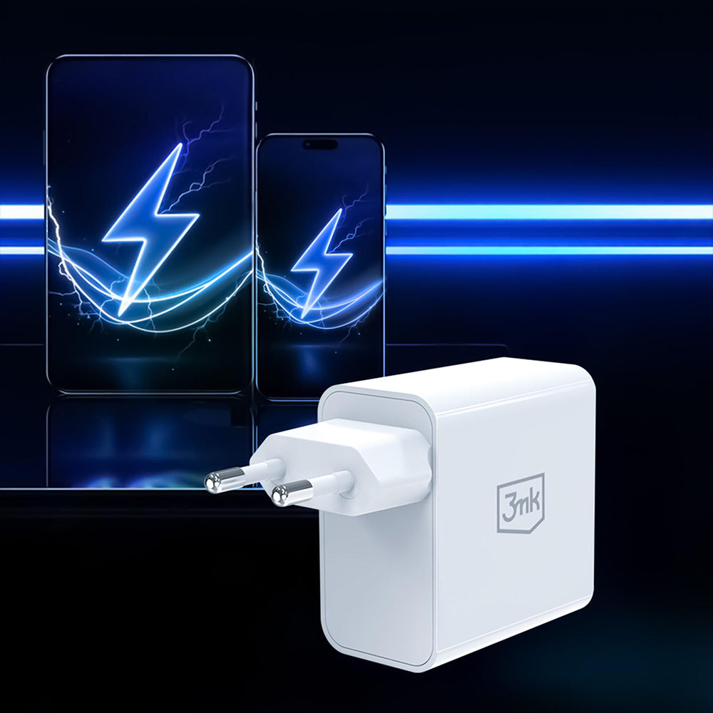 Punjač Mreže 3MK FlowPower, 45W, 1 x USB-A - 1 x USB-C, Bijeli