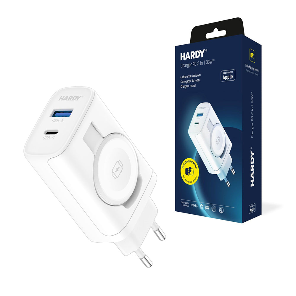 Punjač mreže 3MK Hardy 2u1, 33W, 3A, 1 x USB-A - 1 x USB-C, Bijeli