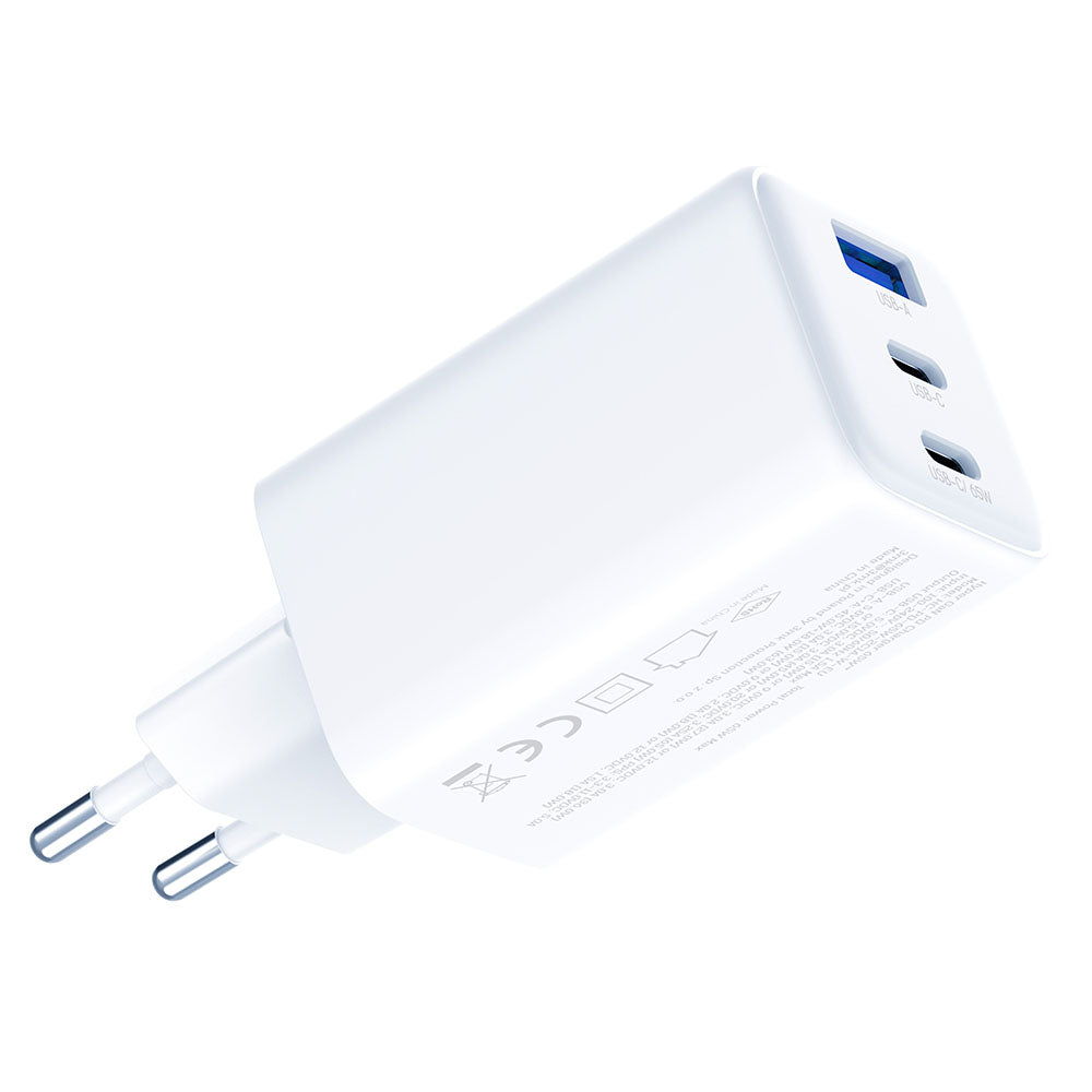Punjač mreže 3MK Hyper, 65W, 3.25A, 1 x USB-A - 2 x USB-C, Bijeli
