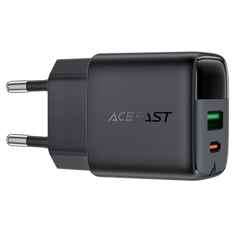 Mrežni punjač Acefast A114 Display, 25W, 3A, 1 x USB-A - 1 x USB-C, Crni
