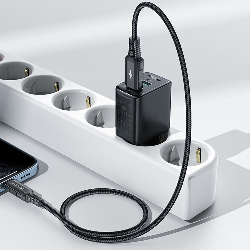 Punjač za mrežu Acefast A33, 18W, 3A, 2 x USB-A, Crni