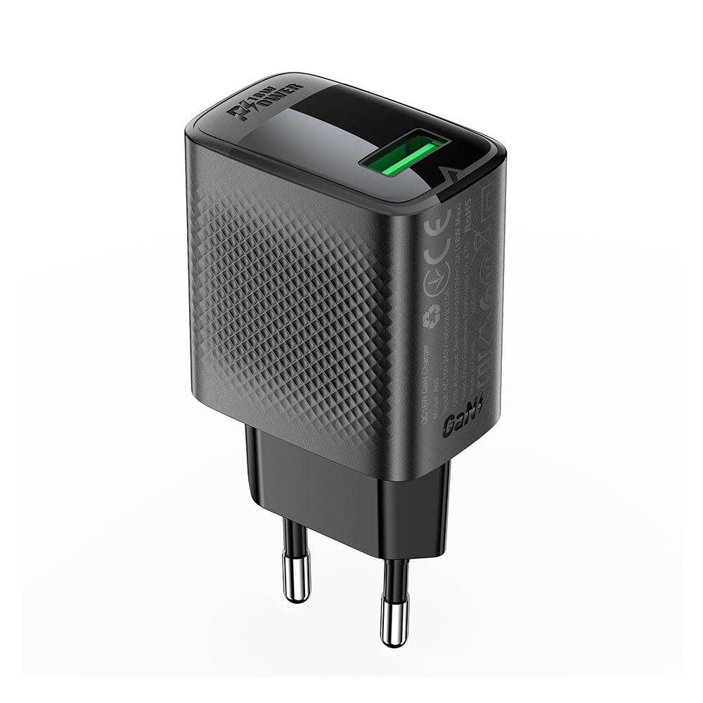 Punjač mreže Acefast A90, 18W, 3A, 1 x USB-A, Crni