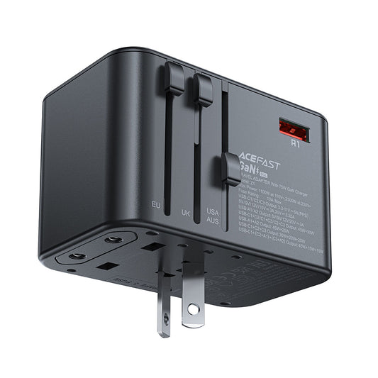 Punjač mreže Acefast Travel Z1, 75W, 3.35A, 2 x USB-A - 3 x USB-C, Crni