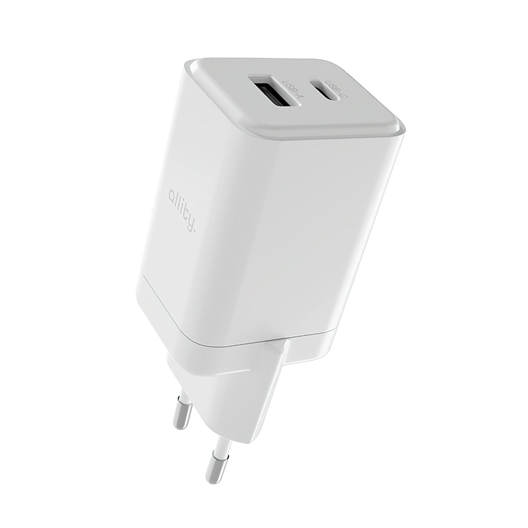 Punjač mreže Allity. ATC-01-45WCC Fast, 45W, 3A, 1 x USB-A - 1 x USB-C, Bijeli