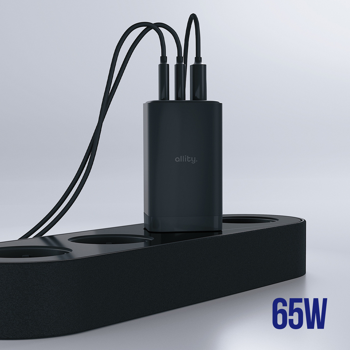 Punjač mreže Allity. ATC-01-65WACC Fast, 65W, 3.25A, 1 x USB-A - 2 x USB-C, Crna