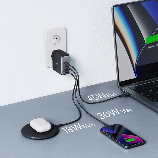 Punjač Anker 736 Nano II za mrežu, 100W, 3A, 1 x USB-A - 2 x USB-C, crni A2145G11