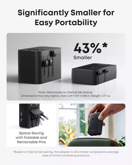 Punjač mreže Anker Nano Travel, 20W, 3A, 2 x USB-A - 2 x USB-C, Crni A9215H11