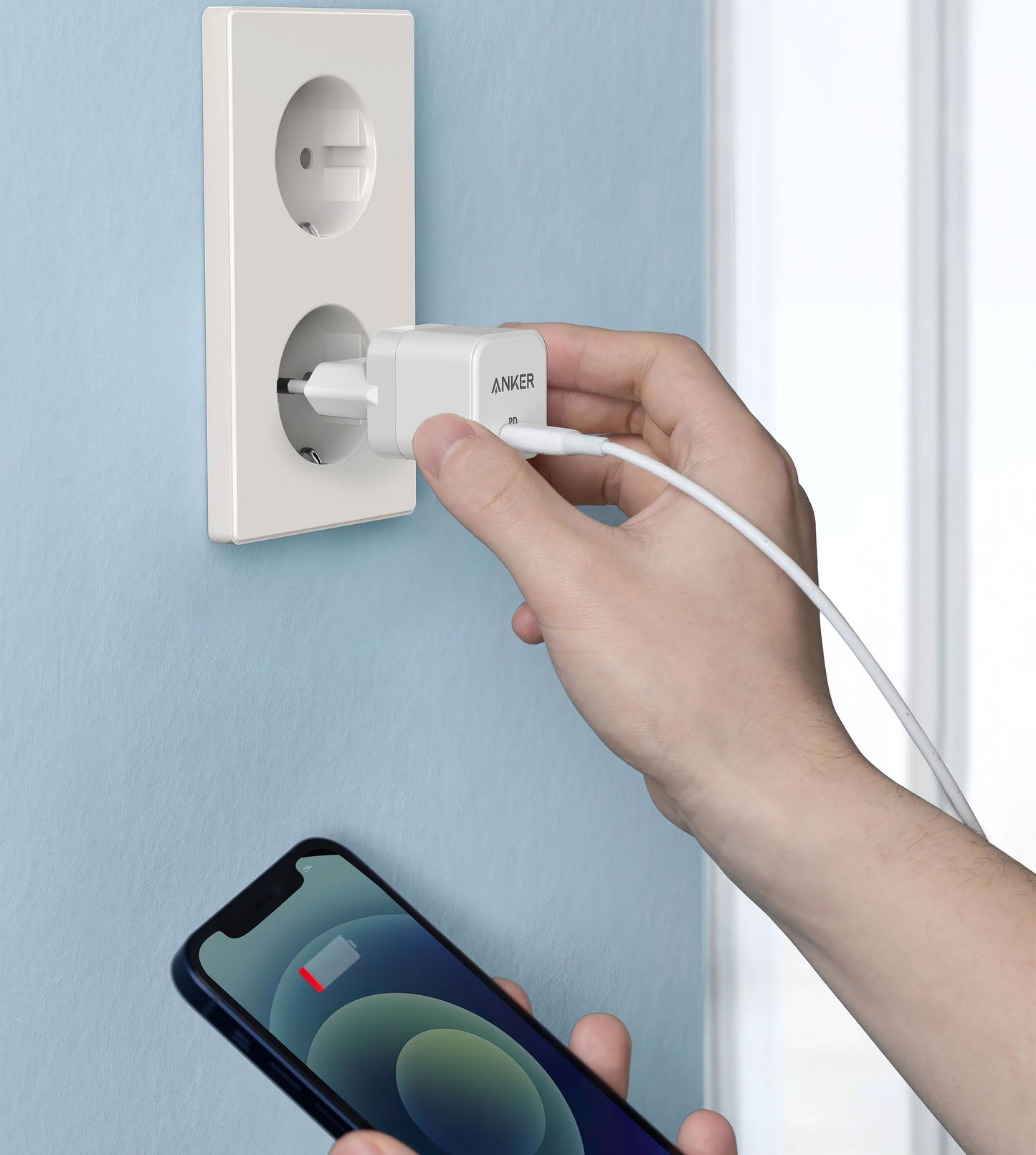 Punjač za mrežu Anker PowerPort III Cube, 20W, 3A, 1 x USB-C, Bijeli A2149G21