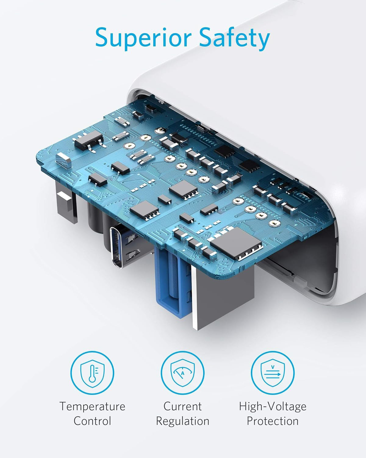 Punjač za mrežu Anker PowerPort PD+ 2, 35W, 3A, 1 x USB-A - 1 x USB-C, Bijeli A2636G21