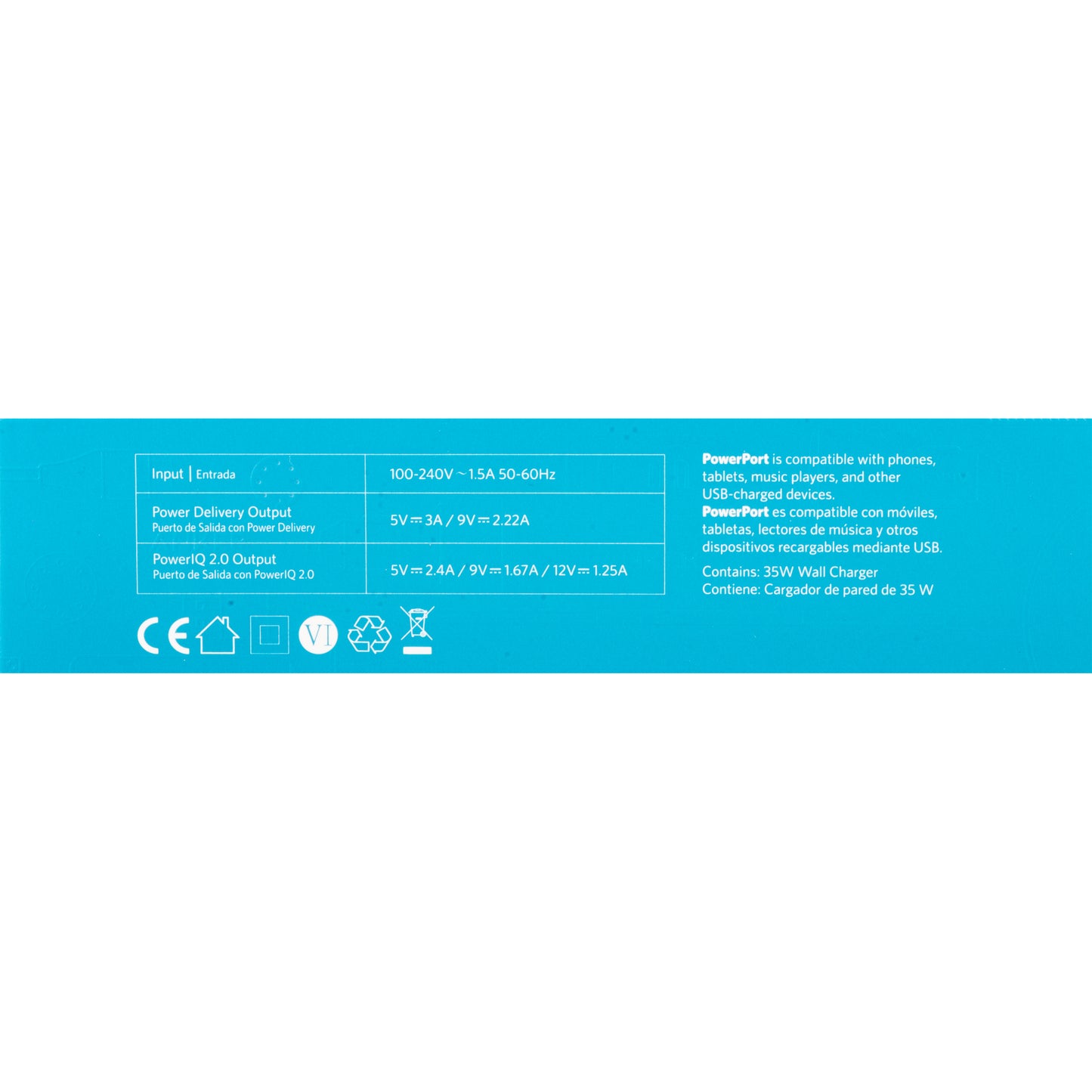 Punjač za mrežu Anker PowerPort PD+ 2, 35W, 3A, 1 x USB-A - 1 x USB-C, Bijeli A2636G21