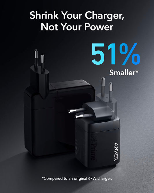 Punjač Anker Prime za mrežu, 67W, 5A, 1 x USB-A - 2 x USB-C, Crni A2669313