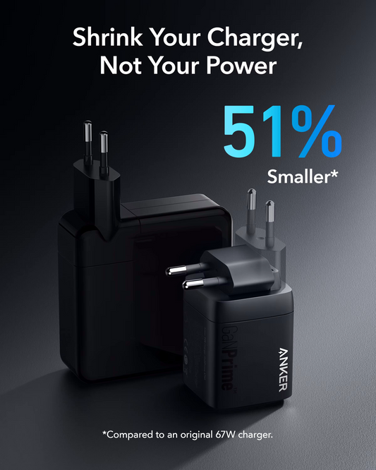 Punjač za mrežu Anker Prime, 67W, 5A, 1 x USB-A - 2 x USB-C, Crni, Obnovljeno A2669313