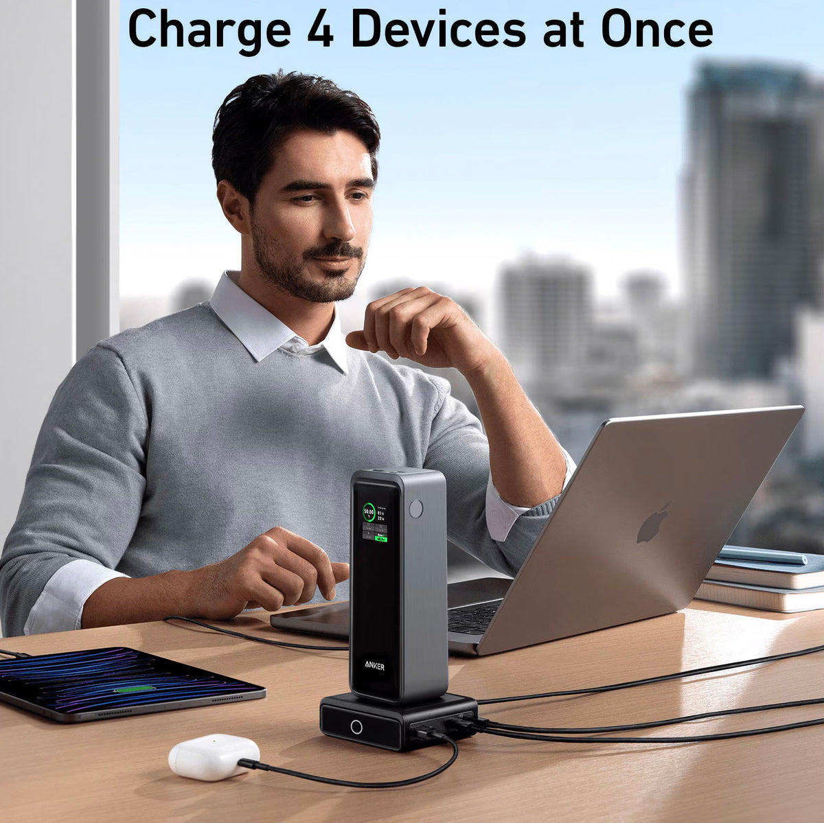 Anker Stanica Punjač za vanjsku bateriju Prime, 100W, 5A, 1 x Pogo Pin - 1 x USB-C - 2 x USB-A, Crna A1902311