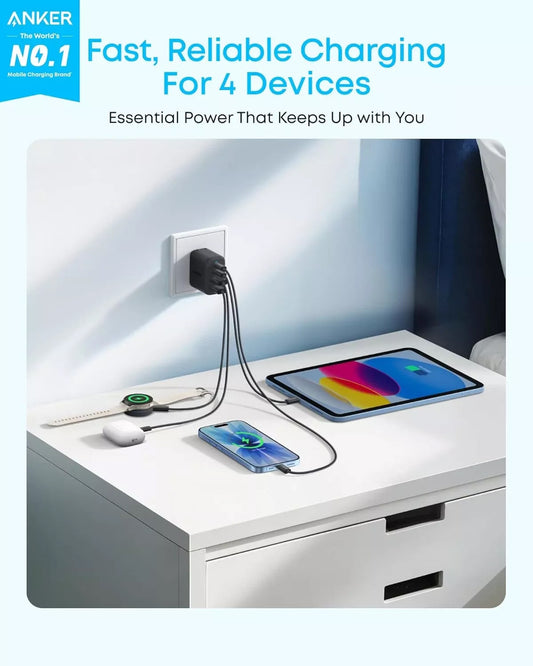 Anker Zolo mrežni punjač, 50W, 3A, 2 x USB-A - 2 x USB-C, Crni A121EG11