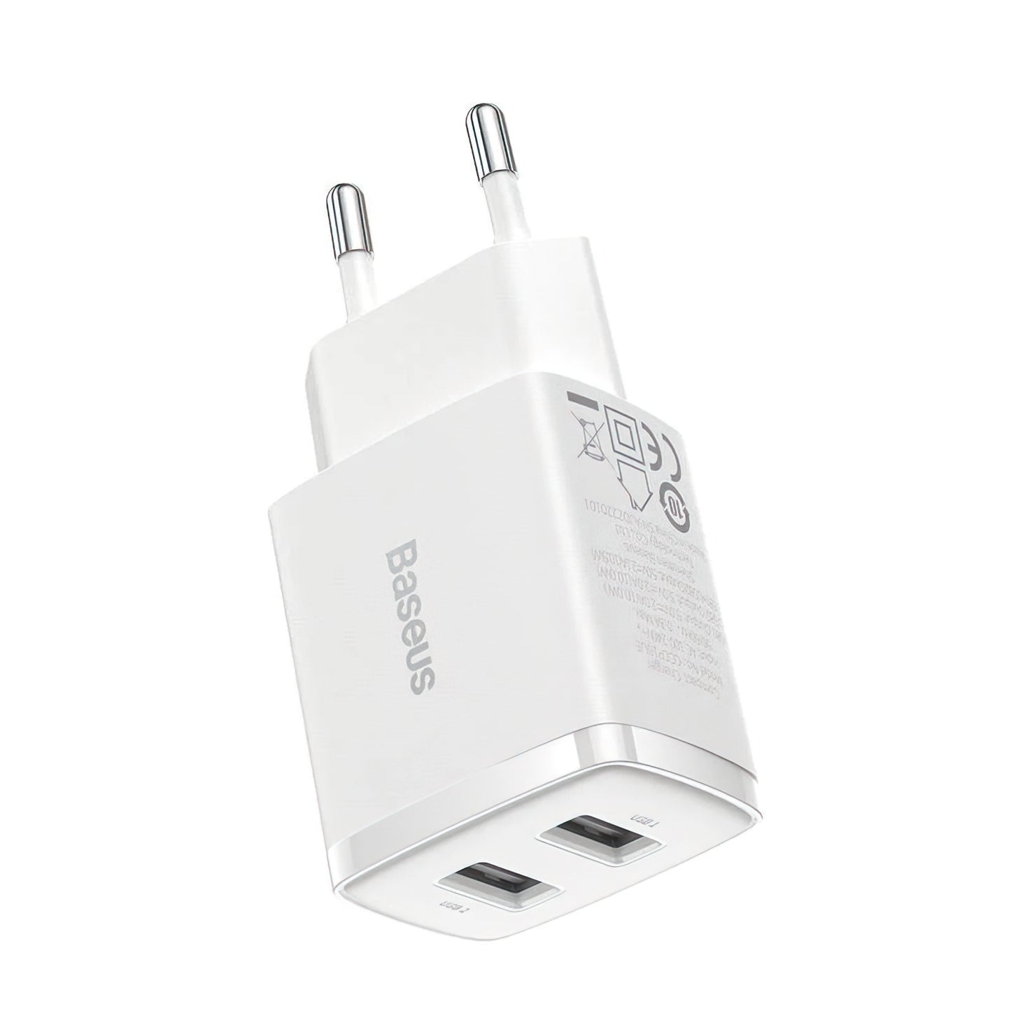 Punjač mreže Baseus Compact, 10.5W, 2.1A, 2 x USB-A, Bijeli CCXJ010202
