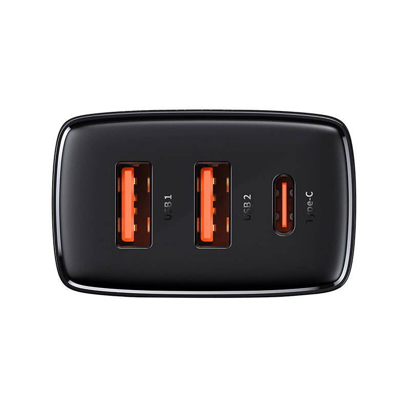 Punjač za mrežu Baseus Compact, 30W, 3A, 1 x USB-C - 2 x USB-A, Crni CCXJ-E01
