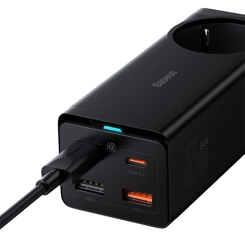Produžni kabel Baseus GaN3 Pro, 1 x Schuko - 2 x USB-A - 2 x USB-C, Crni PSZM000901