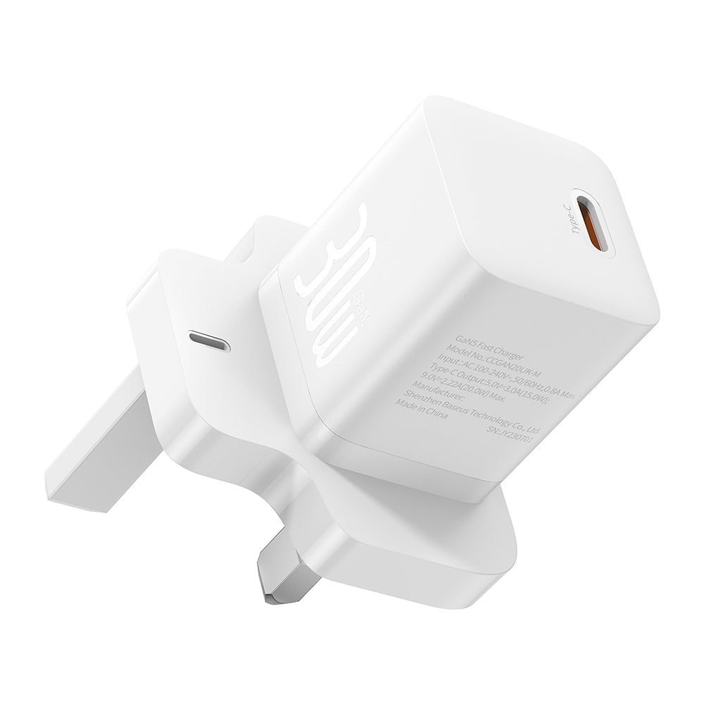 Punjač mreže Baseus GaN5 UK, 30W, 3A, 1 x USB-C, Bijeli P10110906213-00
