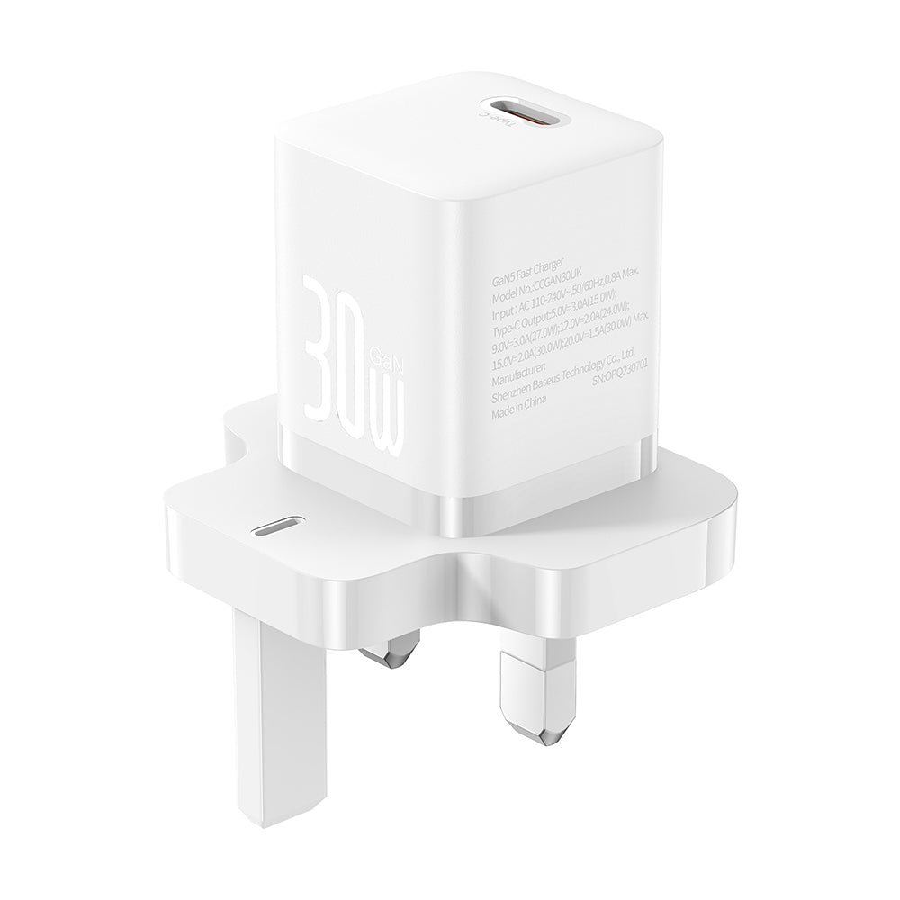 Punjač mreže Baseus GaN5 UK, 30W, 3A, 1 x USB-C, Bijeli P10110906213-00