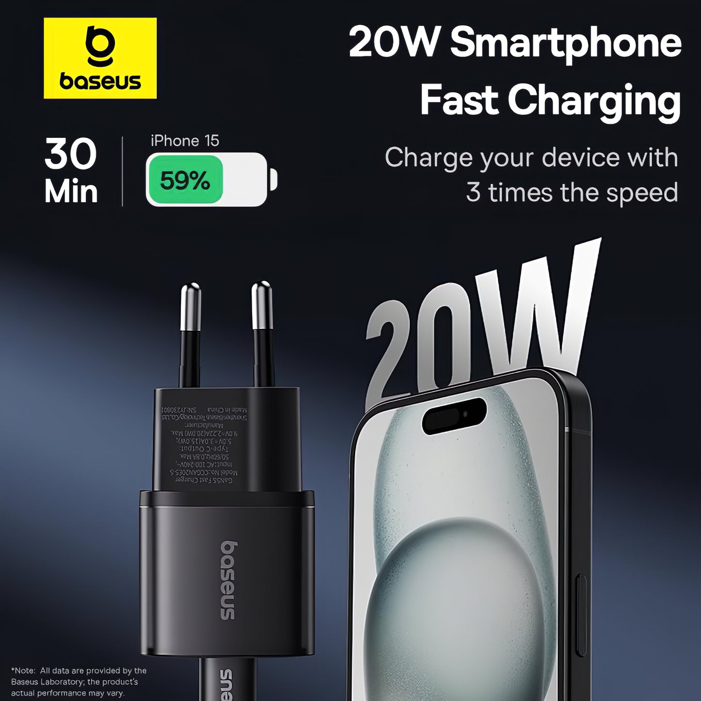 Punjač Baseus GaN5S, 20W, 3A, 1 x USB-C, crni P10162503113-00