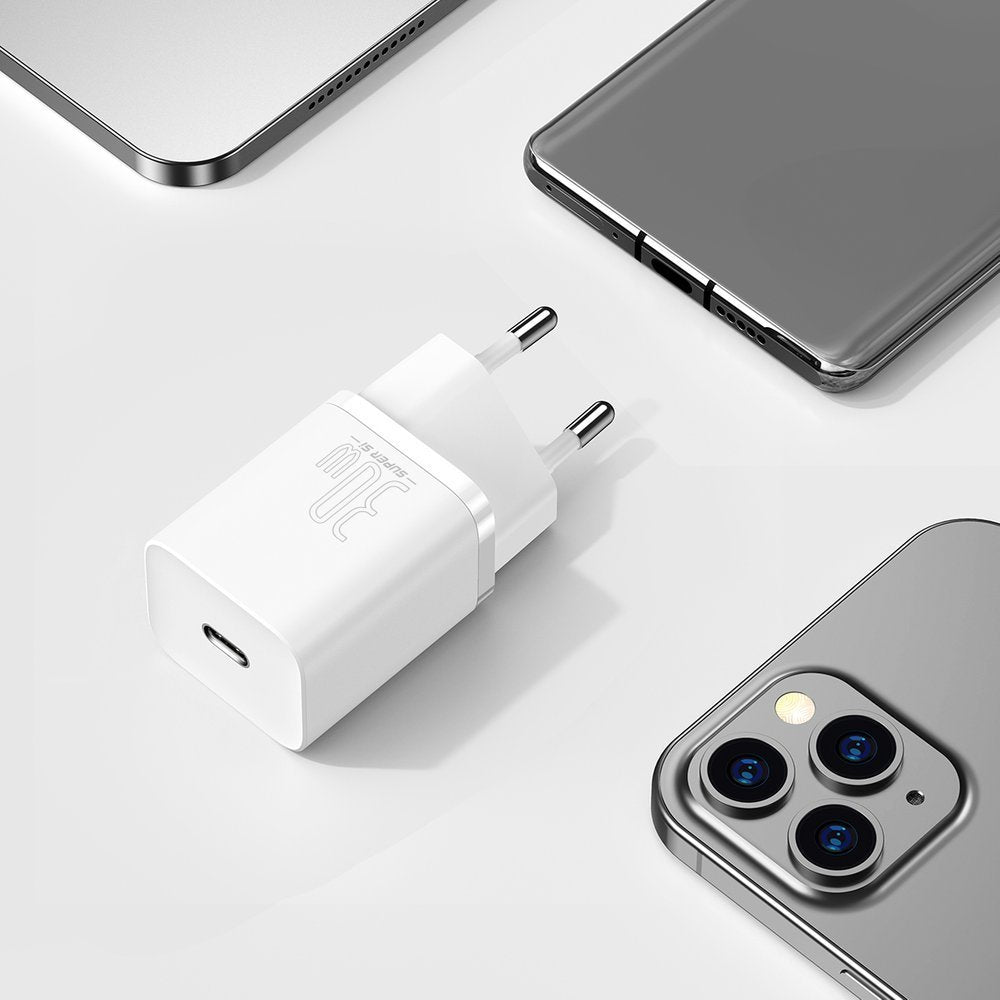 Punjač Baseus Super Si 1C, 30W, 3A, 1 x USB-C, Bijeli CCSUP-J02