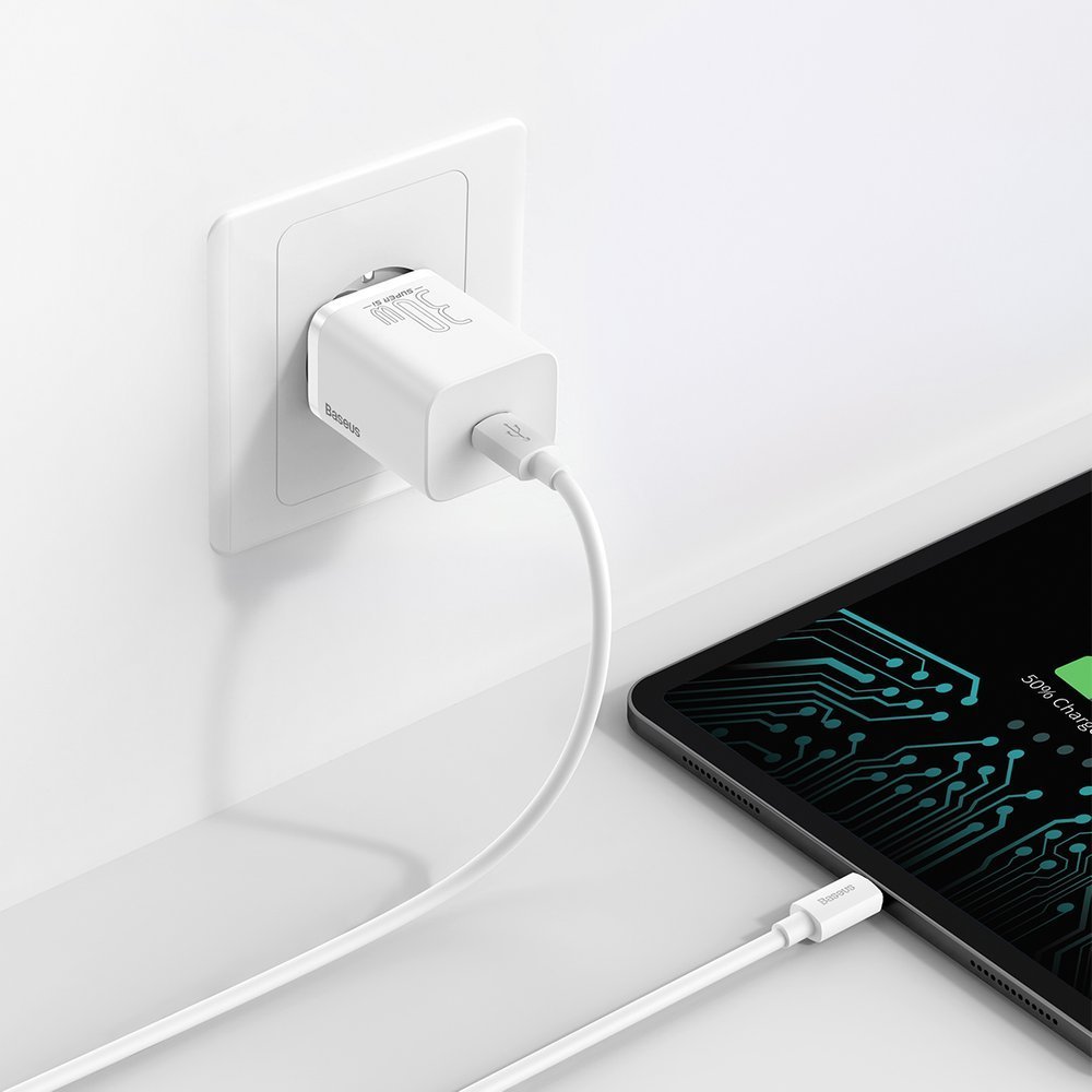 Punjač Baseus Super Si 1C, 30W, 3A, 1 x USB-C, Bijeli CCSUP-J02