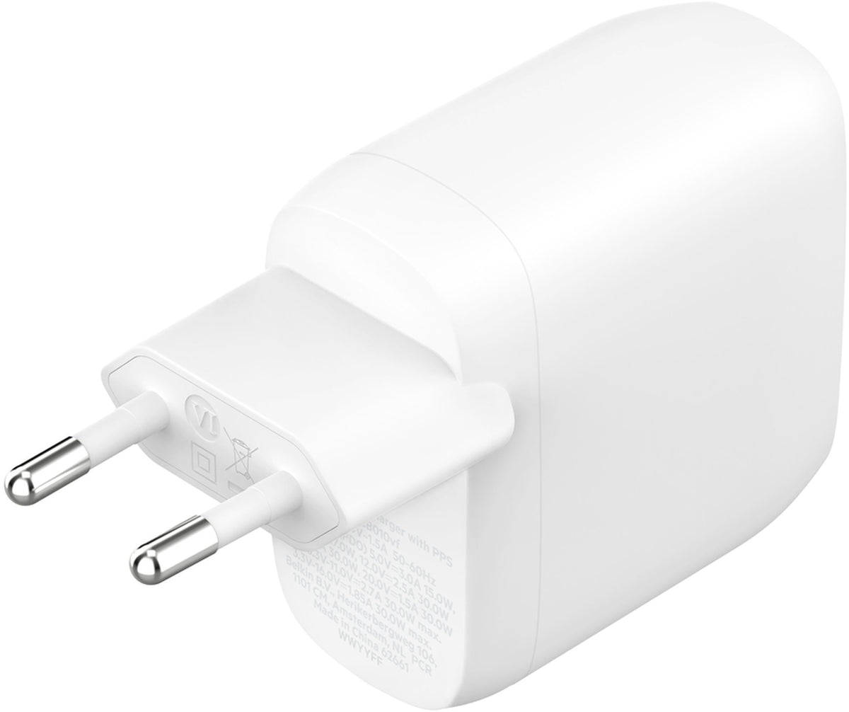 Punjač Mreže Belkin BoostCharge Pro Dual, 60W, 3A, 2 x USB-C, Bijeli WCB010vfWH