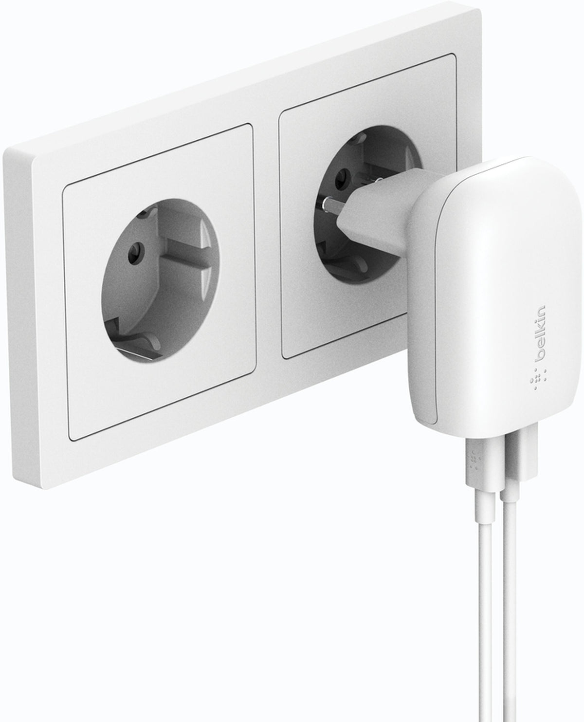 Punjač Mreže Belkin BoostCharge Dual, 37W, 3A, 1 x USB-A - x USB-C, Bijeli WCB007vfWH