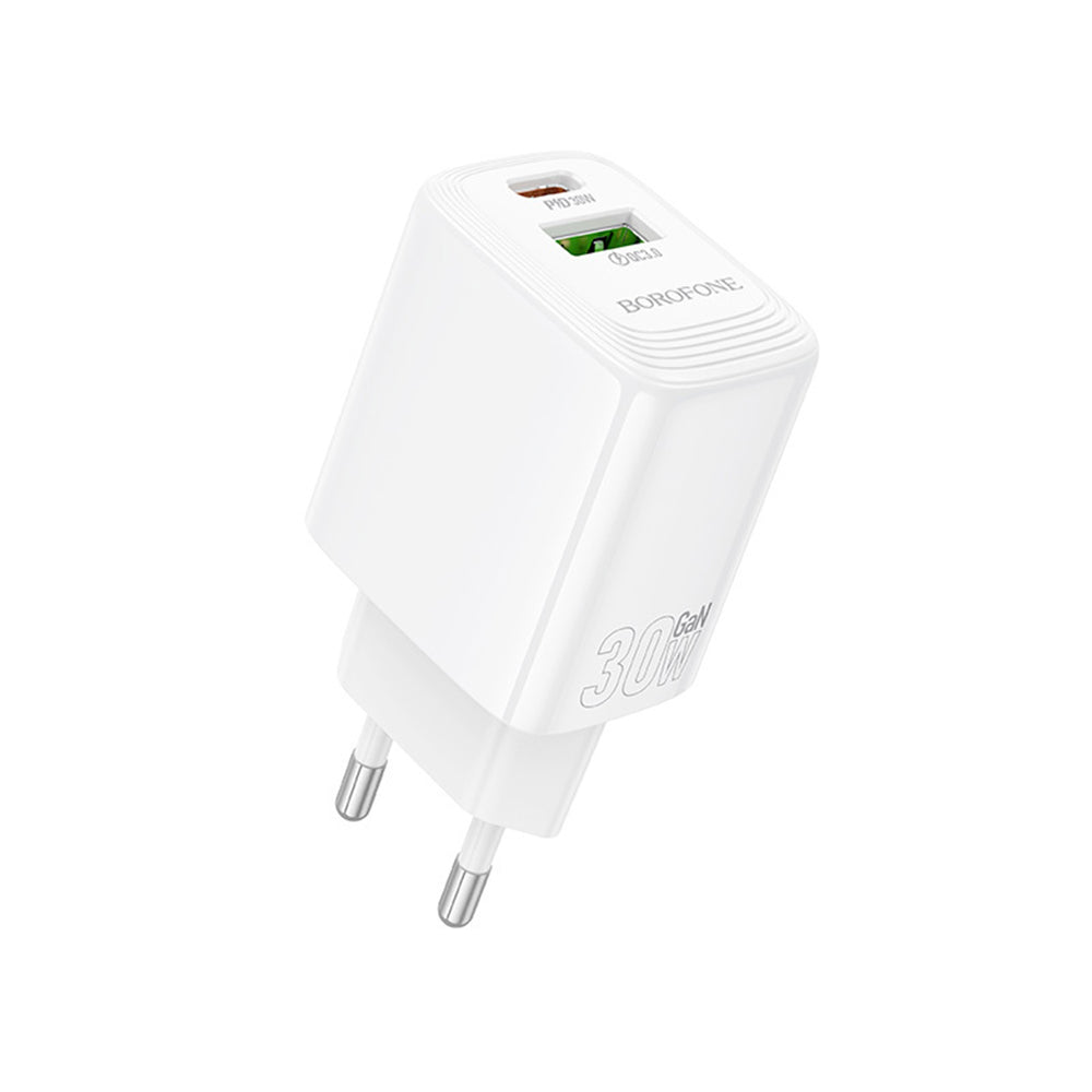 Mrežni punjač Borofone BN29 Fuente, 30W, 3A, 1 x USB-A - 1 x USB-C, Bijeli
