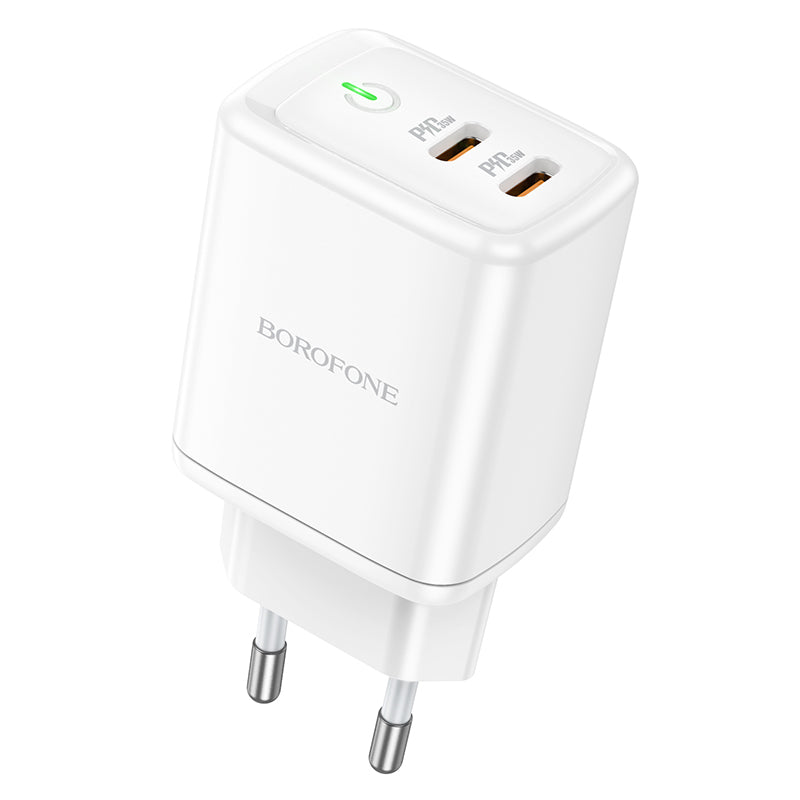 Punjač za mrežu Borofone BN9, 35W, 3A, 2 x USB-C, Bijeli