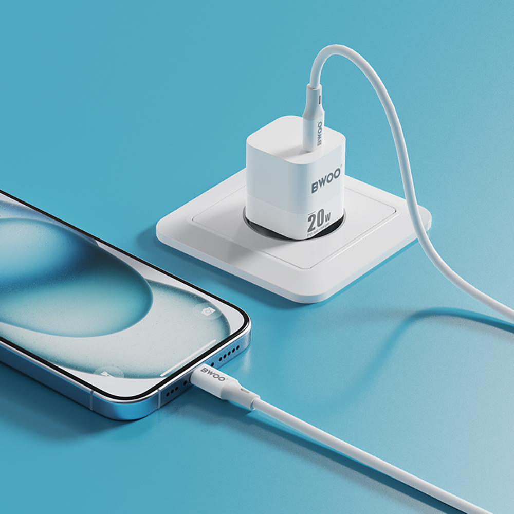 Punjač za mrežu BWOO CDA155, 20W, 3A, 1 x USB-C, Bijela