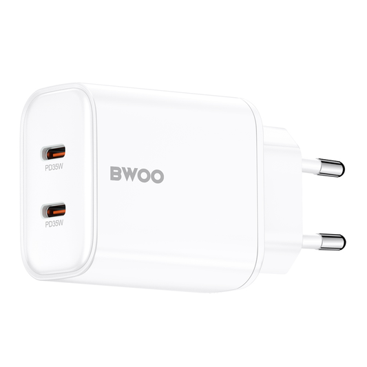 Mrežni punjač BWOO CDA206, 35W, 3A, 2 x USB-C, Bijeli