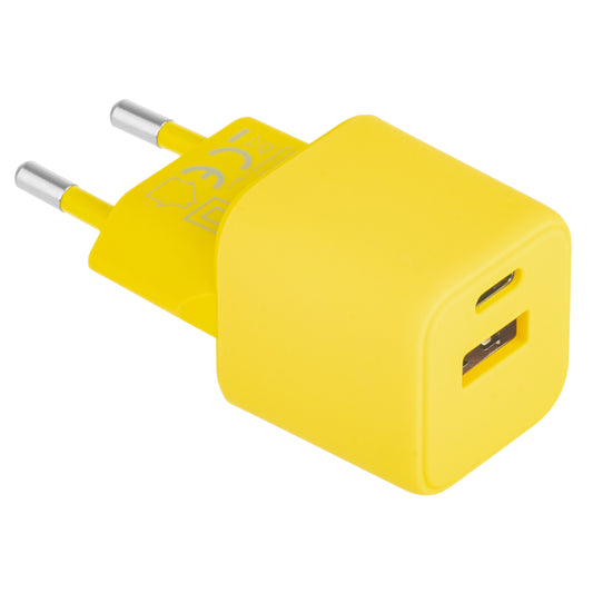 Mrežni punjač Colorum CLS30-AC-05, 30W, 3A, 1 x USB-A - 1 x USB-C, Žuti