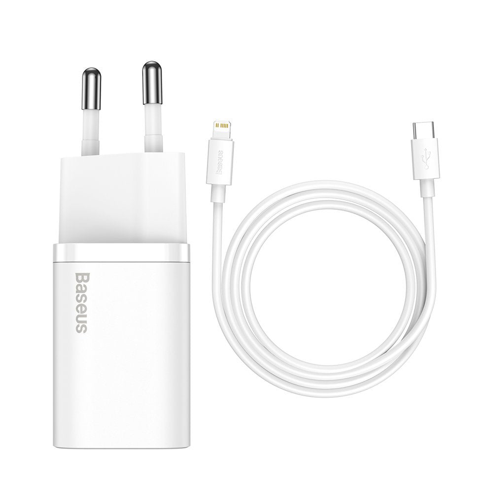 Punjač za mrežu s Lightning kabelom Baseus Super Si, 20W, 3A, 1 x USB-C, Bijeli TZCCSUP-B02