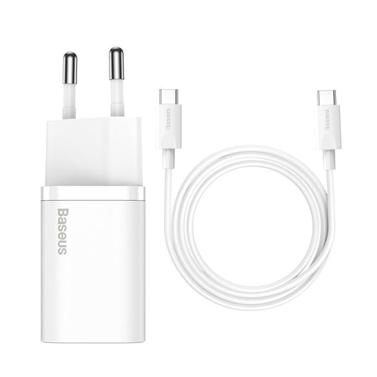 Punjač za mrežu s USB-C kabelom Baseus Super Si, 25W, 3A, 1 x USB-C, Bijeli TZCCSUP-L02
